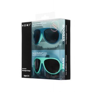 Ochelari de soare pentru copii MOKKI Click & Change, protectie UV, bleu, 2-5 ani, set 2 perechi