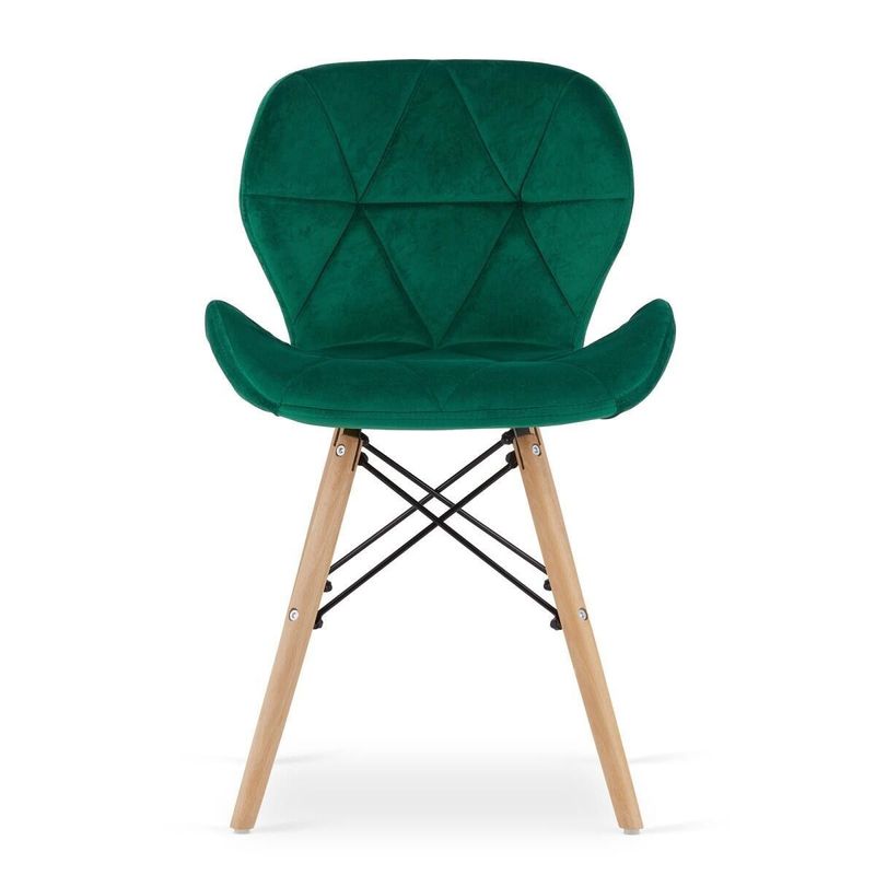 Casa si Gradina - Mobilier - Seturi de mobilier - Seturi mese si scaune - Set masa rotunda stil scandinav + 2 scaune Lago catifea verde, Artool, MDF negru si lemn, 60x72 cm - Infinity.ro
