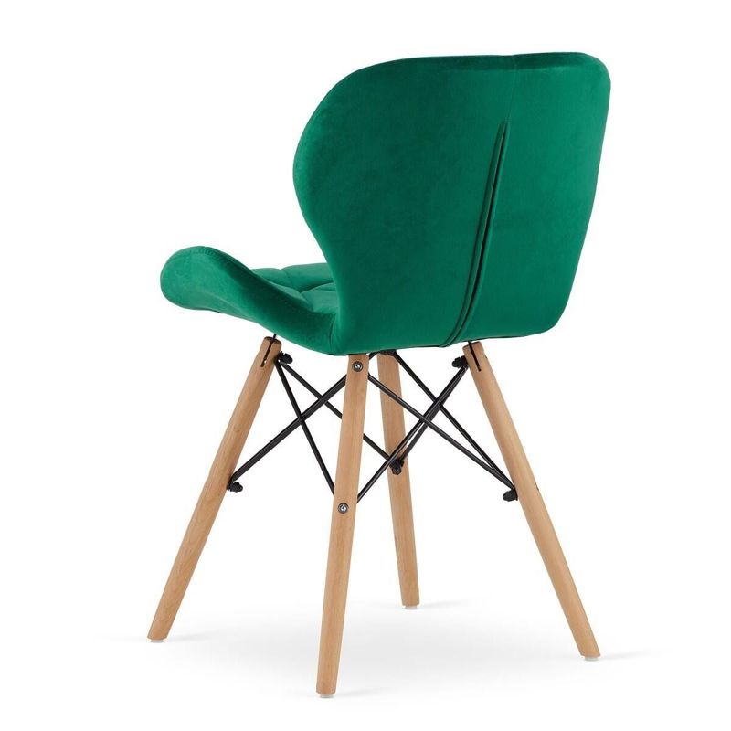 Casa si Gradina - Mobilier - Seturi de mobilier - Seturi mese si scaune - Set masa rotunda stil scandinav + 2 scaune Lago catifea verde, Artool, MDF negru si lemn, 60x72 cm - Infinity.ro