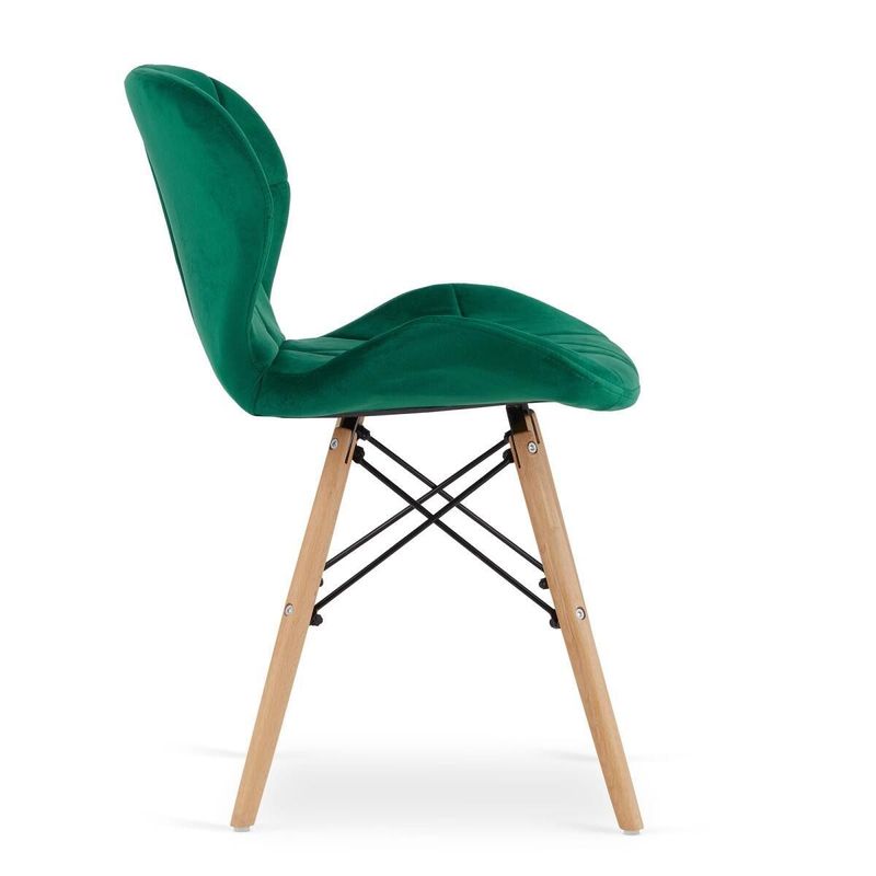 Casa si Gradina - Mobilier - Seturi de mobilier - Seturi mese si scaune - Set masa rotunda stil scandinav + 2 scaune Lago catifea verde, Artool, MDF negru si lemn, 60x72 cm - Infinity.ro