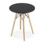 Casa si Gradina - Mobilier - Seturi de mobilier - Seturi mese si scaune - Set masa rotunda stil scandinav + 2 scaune Lago piele ecologica, Artool, MDF si lemn, negru, 60x72 cm - Infinity.ro