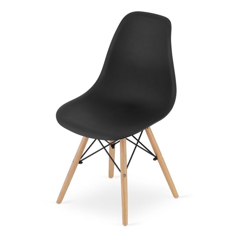 Casa si Gradina - Mobilier - Seturi de mobilier - Seturi mese si scaune - Set masa stil scandinav + 6 scaune Osaka negru, Artool, MDF alb si lemn, 120x80x75 cm - Infinity.ro