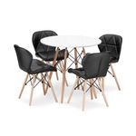 Casa si Gradina - Mobilier - Seturi de mobilier - Seturi mese si scaune - Set masa rotunda stil scandinav + 4 scaune Lago, Artool, MDF si lemn, alb si negru, 60x50 cm - Infinity.ro
