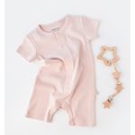Fashion, accesorii si bijuterii - Copii - Imbracaminte copii - Salopete copii - Salopeta cu pantaloni scurti - 100% bumbac organic - Roz, BabyCosy (Marime: 12-18 Luni) - Infinity.ro