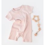Fashion, accesorii si bijuterii - Copii - Imbracaminte copii - Salopete copii - Salopeta cu pantaloni scurti - 100% bumbac organic - Roz, BabyCosy (Marime: 12-18 Luni) - Infinity.ro