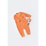Fashion, accesorii si bijuterii - Copii - Imbracaminte copii - Salopete copii - Salopeta cu maneca lunga si fermoar din 80%bumbac organic si 20% poliester - Portocaliu, BabyCosy (Marime: 3-6 Luni) - Infinity.ro