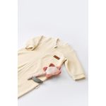 Fashion, accesorii si bijuterii - Copii - Imbracaminte copii - Salopete copii - Salopeta cu maneca lunga si fermoar din 80%bumbac organic si 20% poliester -Crem, BabyCosy (Marime: 9-12 luni) - Infinity.ro
