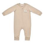 Fashion, accesorii si bijuterii - Copii - Imbracaminte copii - Salopete copii - Salopeta cu fermoar Girafa, BabyCosy, 100% bumbac organic, Mink (Marime: 12-18 Luni) - Infinity.ro