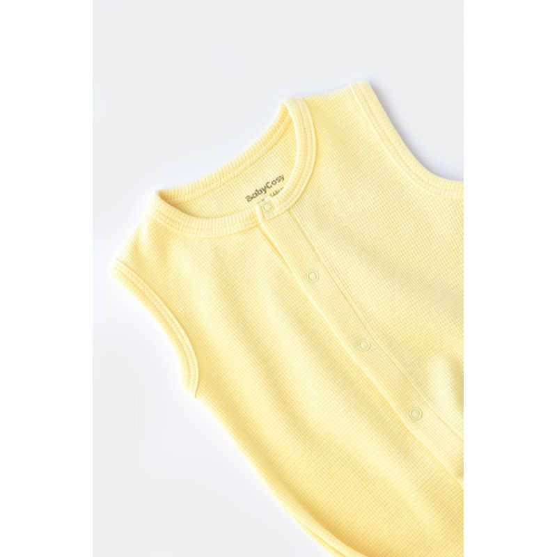 Fashion, accesorii si bijuterii - Copii - Imbracaminte copii - Salopete copii - Salopeta fara maneci si pantaloni scurti - 100% bumbac organic - Galben, BabyCosy (Marime: 18-24 Luni) - Infinity.ro