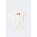 Fashion, accesorii si bijuterii - Copii - Imbracaminte copii - Salopete copii - Salopeta Curcubeu cu maneca lunga si botosei din 80%bumbac organic si 20% poliester - Ecru, BabyCosy (Marime: 3-6 Luni) - Infinity.ro