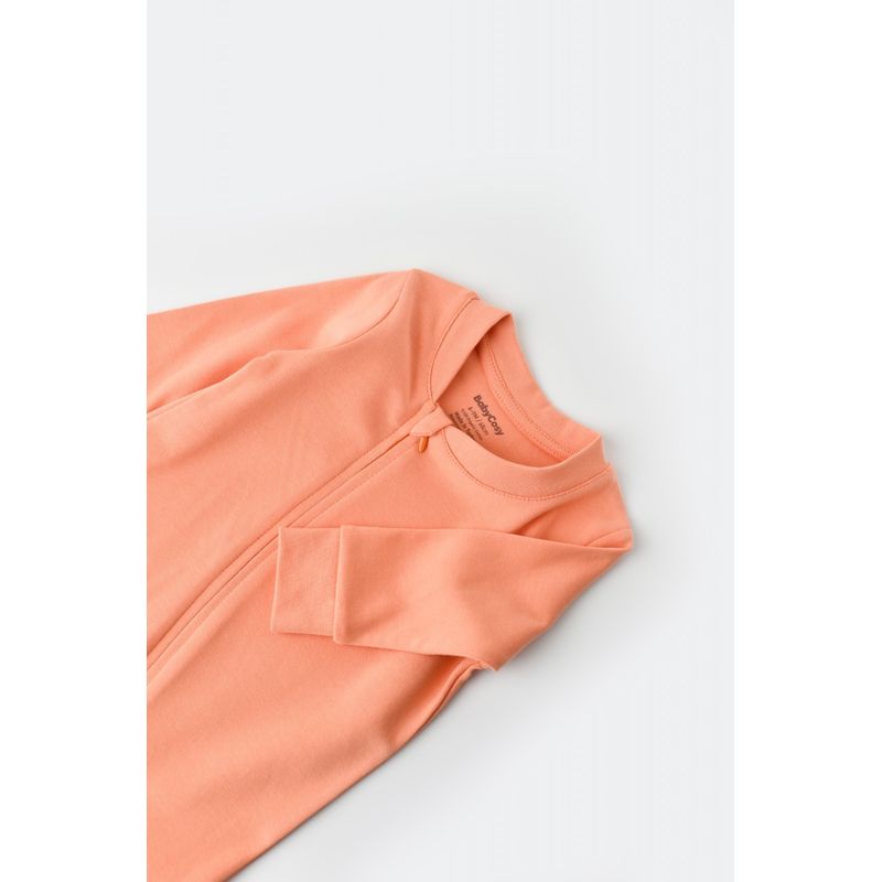 Fashion, accesorii si bijuterii - Copii - Imbracaminte copii - Salopete copii - Salopeta cu fermoar cu maneca lunga si pantaloni lungi - 100%bumbac organic - Roz Piersica, BabyCosy (Marime: 9-12 luni) - Infinity.ro