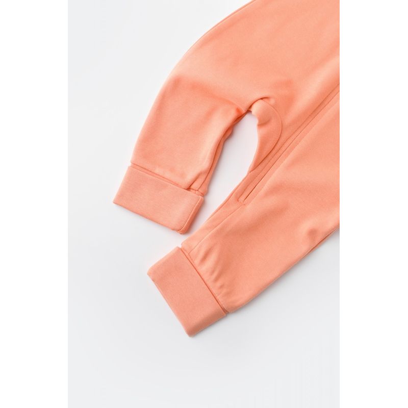 Fashion, accesorii si bijuterii - Copii - Imbracaminte copii - Salopete copii - Salopeta cu fermoar cu maneca lunga si pantaloni lungi - 100%bumbac organic - Roz Piersica, BabyCosy (Marime: 9-12 luni) - Infinity.ro