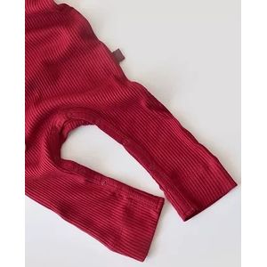 Salopeta cu maneca lunga si pantaloni lungi din bumbac organic si modal - Rosu BabyCosy (Marime: 18-24 Luni)