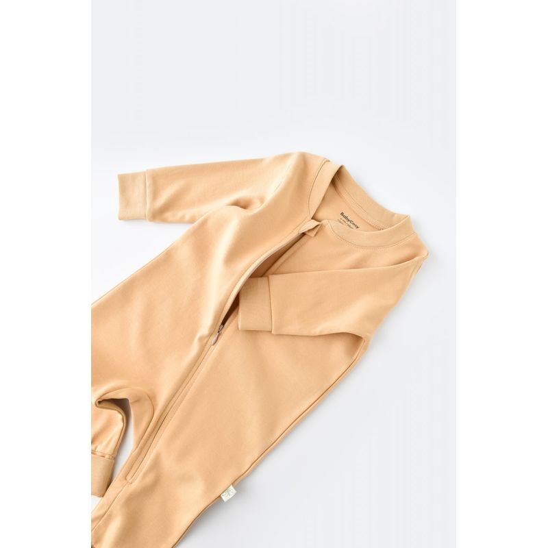 Fashion, accesorii si bijuterii - Copii - Imbracaminte copii - Salopete copii - Salopeta cu fermoar cu maneca lunga si pantaloni lungi - 100%bumbac organic - Mustar, BabyCosy (Marime: 6-9 luni) - Infinity.ro