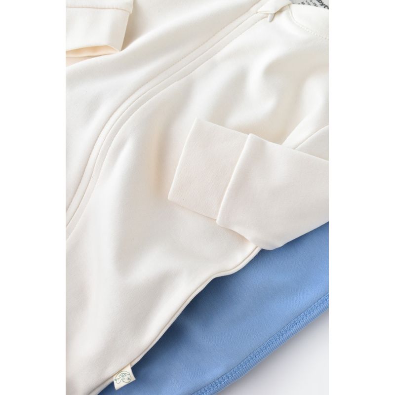 Fashion, accesorii si bijuterii - Copii - Imbracaminte copii - Salopete copii - Salopeta cu fermoar cu maneca lunga si pantaloni lungi - 100%bumbac organic - Ecru, BabyCosy (Marime: 6-9 luni) - Infinity.ro