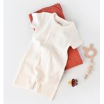 Fashion, accesorii si bijuterii - Copii - Imbracaminte copii - Salopete copii - Salopeta cu pantaloni scurti - 100% bumbac organic - Ecru, BabyCosy (Marime: 18-24 Luni) - Infinity.ro