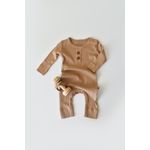 Fashion, accesorii si bijuterii - Copii - Imbracaminte copii - Salopete copii - Salopeta cu maneca lunga si pantaloni lungi din bumbac organic si modal - Maro BabyCosy (Marime: 12-18 Luni) - Infinity.ro