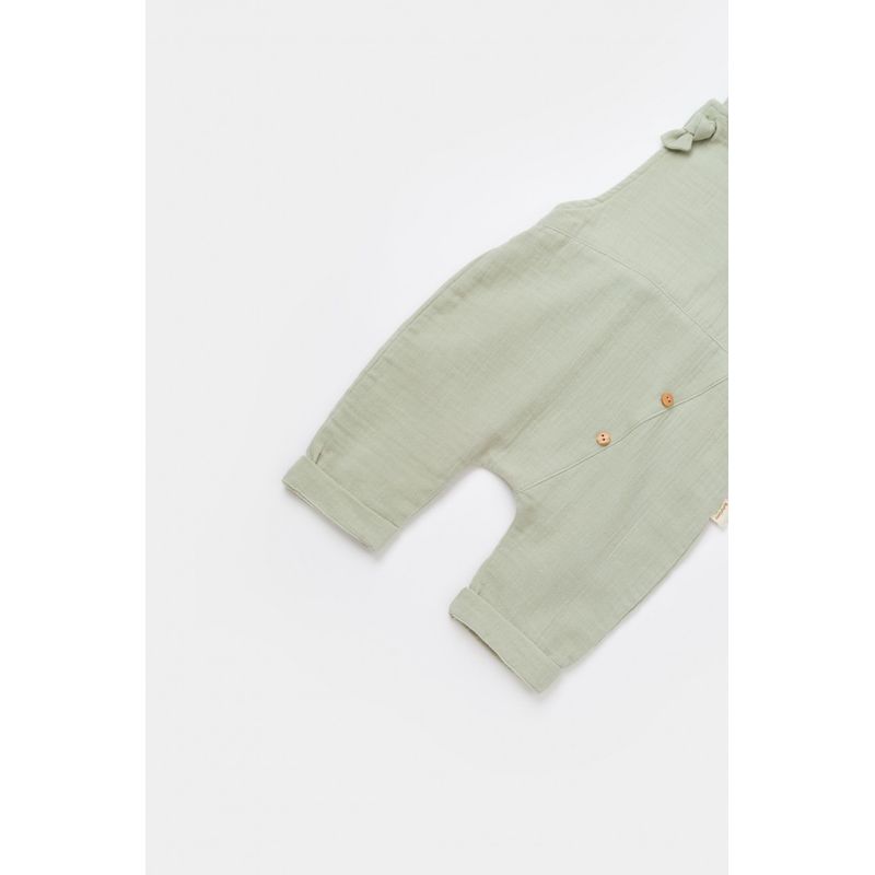 Fashion, accesorii si bijuterii - Copii - Imbracaminte copii - Salopete copii - Salopeta de vara cu pantaloni lungi din muselina, BabyCosy, 100% bumbac organic, verde (Marime: 3-6 Luni) - Infinity.ro