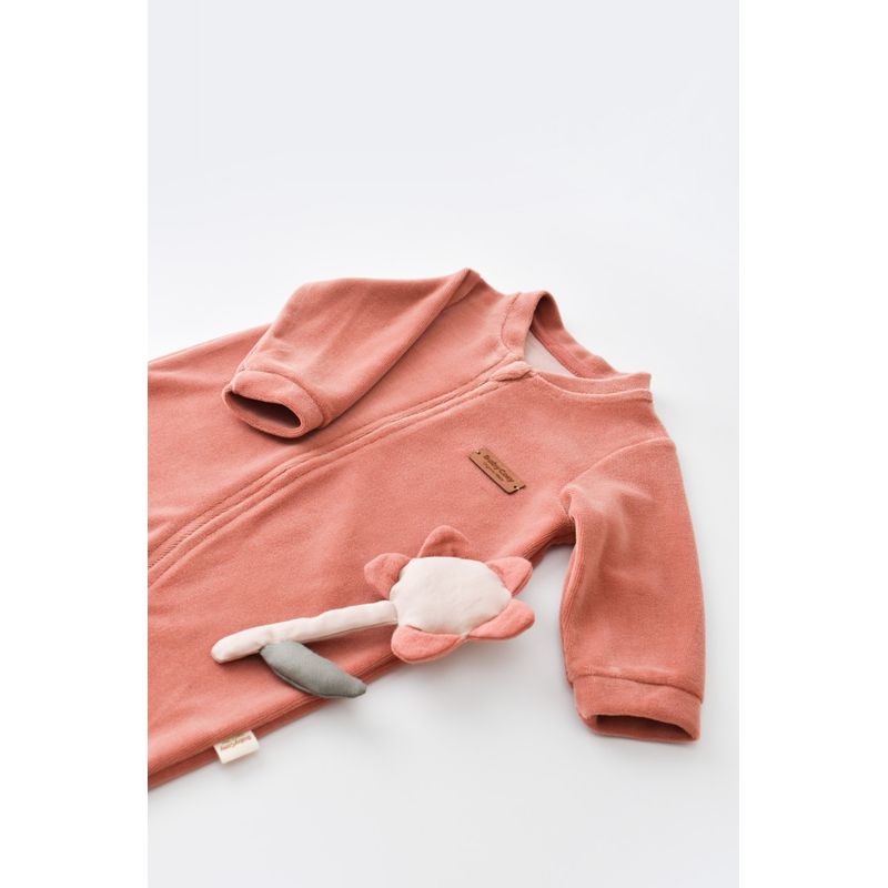 Fashion, accesorii si bijuterii - Copii - Imbracaminte copii - Salopete copii - Salopeta cu maneca lunga si fermoar din 80%bumbac organic si 20% poliester - Caramiziu, BabyCosy (Marime: 3-6 Luni) - Infinity.ro