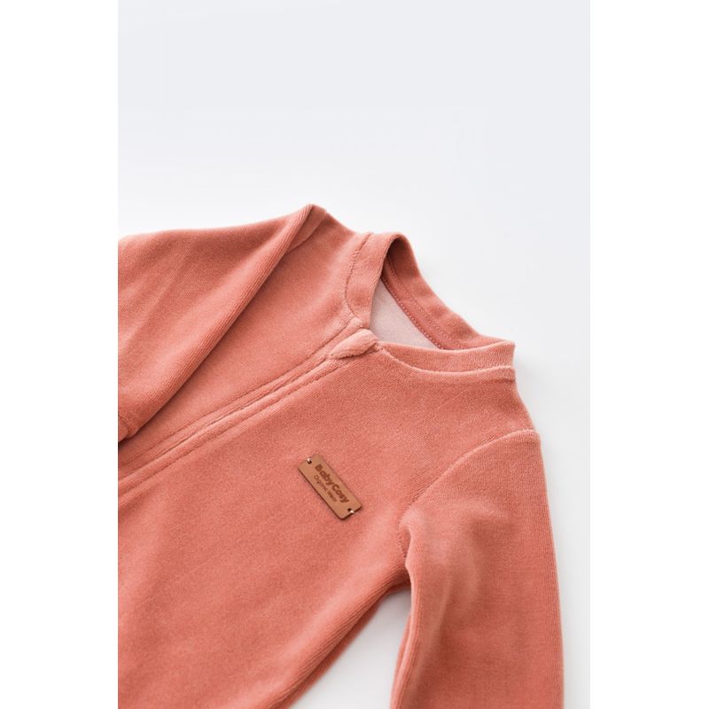 Fashion, accesorii si bijuterii - Copii - Imbracaminte copii - Salopete copii - Salopeta cu maneca lunga si fermoar din 80%bumbac organic si 20% poliester - Caramiziu, BabyCosy (Marime: 3-6 Luni) - Infinity.ro