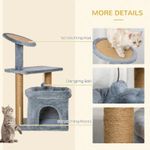 Petshop - Accesorii petshop - Jucarii animale - Ansambluri de joaca - Ansamblu de joaca pentru pisici, cu platforme, culcus si ciucure, gri si bej, 48x48x84 cm - Infinity.ro