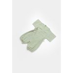 Fashion, accesorii si bijuterii - Copii - Imbracaminte copii - Salopete copii - Salopeta petrecuta din muselina, BabyCosy, 100% bumbac organic, Verde (Marime: 12-18 Luni) - Infinity.ro