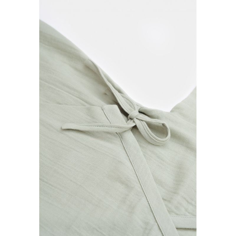 Fashion, accesorii si bijuterii - Copii - Imbracaminte copii - Salopete copii - Salopeta petrecuta din muselina, BabyCosy, 100% bumbac organic, Verde (Marime: 12-18 Luni) - Infinity.ro