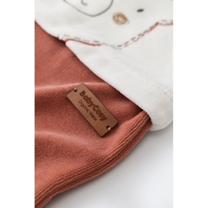 Fashion, accesorii si bijuterii - Copii - Imbracaminte copii - Salopete copii - Salopeta Ursulet cu maneca lunga si botosei din 80%bumbac organic si 20% poliester - Caramiziu, BabyCosy (Marime: 3-6 Luni) - Infinity.ro