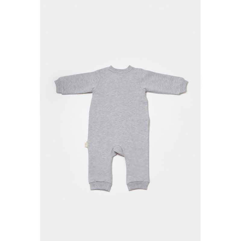 Fashion, accesorii si bijuterii - Copii - Imbracaminte copii - Salopete copii - Salopeta cu fermoar, Two thread, BabyCosy, 100% bumbac organic, Gri (Marime: 9-12 luni) - Infinity.ro