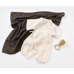 Fashion, accesorii si bijuterii - Copii - Imbracaminte copii - Salopete copii - Salopeta petrecuta din muselina, BabyCosy, 100% bumbac organic, Ecru (Marime: 12-18 Luni) - Infinity.ro