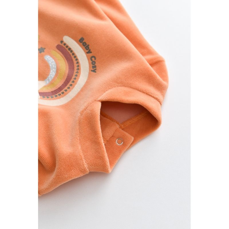 Fashion, accesorii si bijuterii - Copii - Imbracaminte copii - Salopete copii - Salopeta Curcubeu cu maneca lunga si botosei din 80%bumbac organic si 20% poliester - Portocaliu, BabyCosy (Marime: 6-9 luni) - Infinity.ro