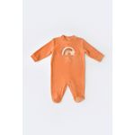 Fashion, accesorii si bijuterii - Copii - Imbracaminte copii - Salopete copii - Salopeta Curcubeu cu maneca lunga si botosei din 80%bumbac organic si 20% poliester - Portocaliu, BabyCosy (Marime: 6-9 luni) - Infinity.ro
