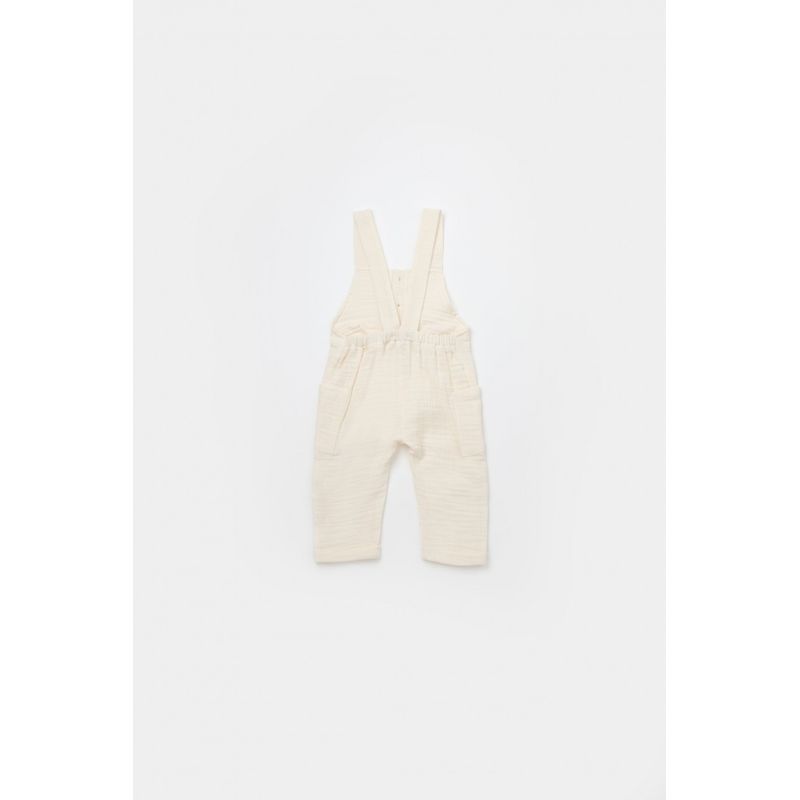 Fashion, accesorii si bijuterii - Copii - Imbracaminte copii - Salopete copii - Salopeta de vara cu buzunare din muselina, BabyCosy, 100% bumbac organic, ecru (Marime: 3-6 Luni) - Infinity.ro