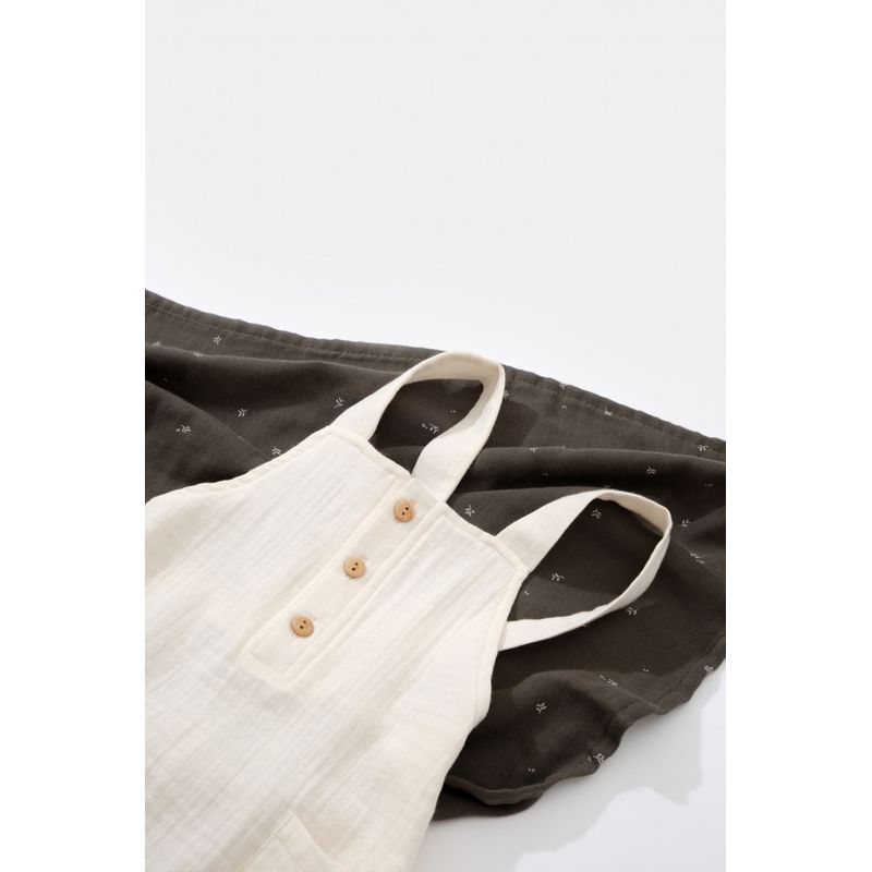 Fashion, accesorii si bijuterii - Copii - Imbracaminte copii - Salopete copii - Salopeta de vara cu buzunare din muselina, BabyCosy, 100% bumbac organic, ecru (Marime: 3-6 Luni) - Infinity.ro