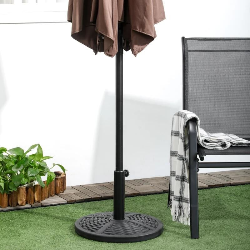 Casa si Gradina - Decoratiuni - Obiecte decorative - Suporturi umbrele - Suport pentru umbrela 38-48 mm, rotund, HDPE, imitatie ratan, negru, 45x33 cm - Infinity.ro