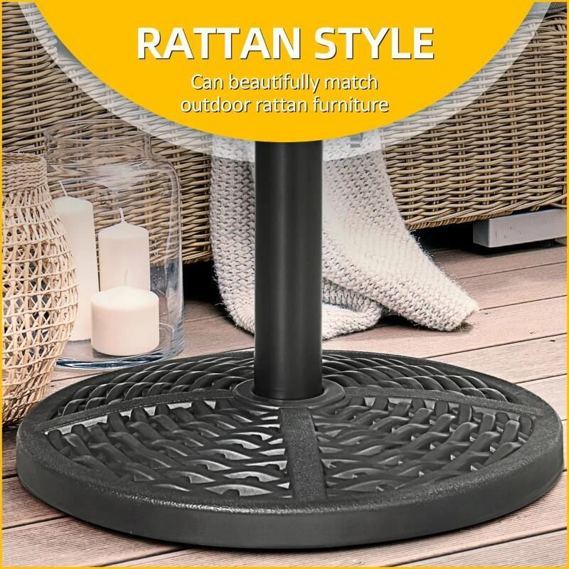Casa si Gradina - Decoratiuni - Obiecte decorative - Suporturi umbrele - Suport pentru umbrela 38-48 mm, rotund, HDPE, imitatie ratan, negru, 45x33 cm - Infinity.ro