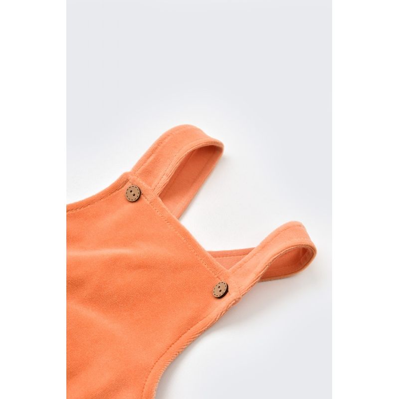 Fashion, accesorii si bijuterii - Copii - Imbracaminte copii - Salopete copii - Salopeta Velvet cu bretele din 80%bumbac organic si 20% poliester - Portocaliu, BabyCosy (Marime: 12-18 Luni) - Infinity.ro