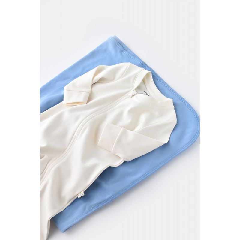 Fashion, accesorii si bijuterii - Copii - Imbracaminte copii - Salopete copii - Salopeta cu fermoar cu maneca lunga si pantaloni lungi - 100%bumbac organic - Ecru, BabyCosy (Marime: 9-12 luni) - Infinity.ro