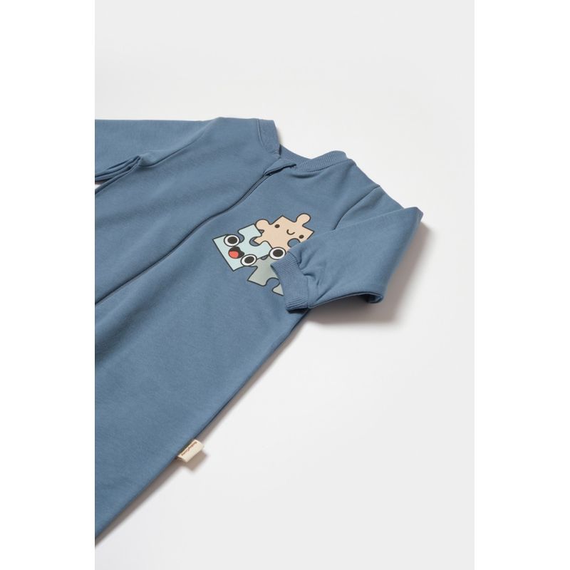 Fashion, accesorii si bijuterii - Copii - Imbracaminte copii - Salopete copii - Salopeta cu fermoar, Two thread, BabyCosy, 100% bumbac organic, Indigo (Marime: 6-9 luni) - Infinity.ro