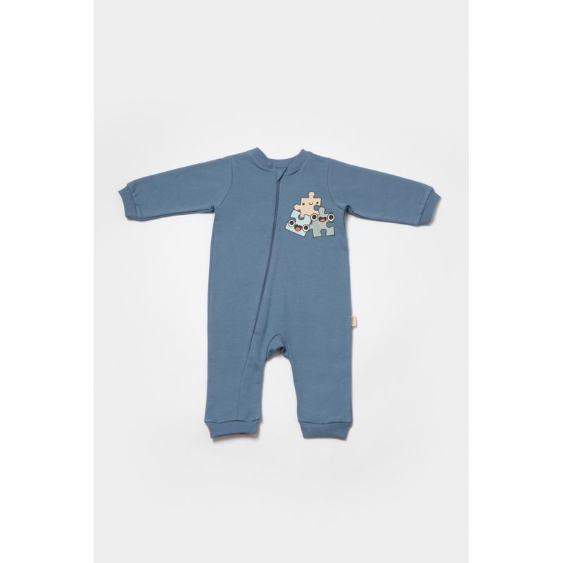 Fashion, accesorii si bijuterii - Copii - Imbracaminte copii - Salopete copii - Salopeta cu fermoar, Two thread, BabyCosy, 100% bumbac organic, Indigo (Marime: 6-9 luni) - Infinity.ro