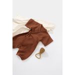 Fashion, accesorii si bijuterii - Copii - Imbracaminte copii - Salopete copii - Salopeta petrecuta din muselina, BabyCosy, 100% bumbac organic, Caramiziu (Marime: 9-12 luni) - Infinity.ro