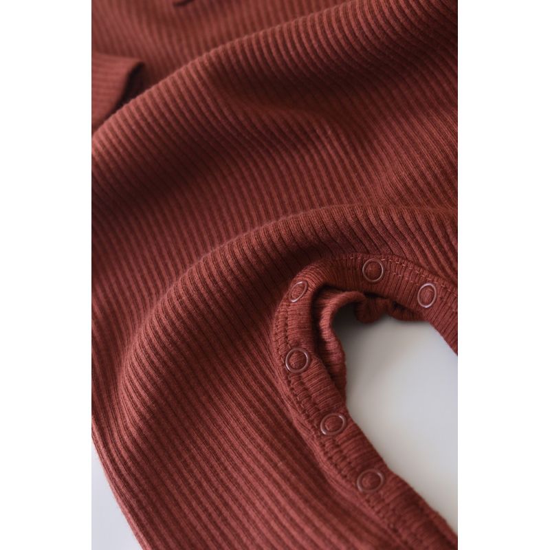 Fashion, accesorii si bijuterii - Copii - Imbracaminte copii - Salopete copii - Salopeta cu maneca lunga si pantaloni lungi din bumbac organic si modal - Caramiziu BabyCosy (Marime: 6-9 luni) - Infinity.ro