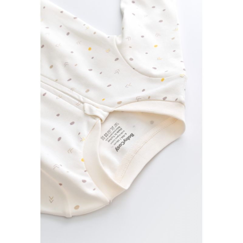 Fashion, accesorii si bijuterii - Copii - Imbracaminte copii - Salopete copii - Salopeta cu fermoar cu maneca lunga si pantaloni lungi - 100%bumbac organic - Ecru cu buline, BabyCosy (Marime: 12-18 Luni) - Infinity.ro