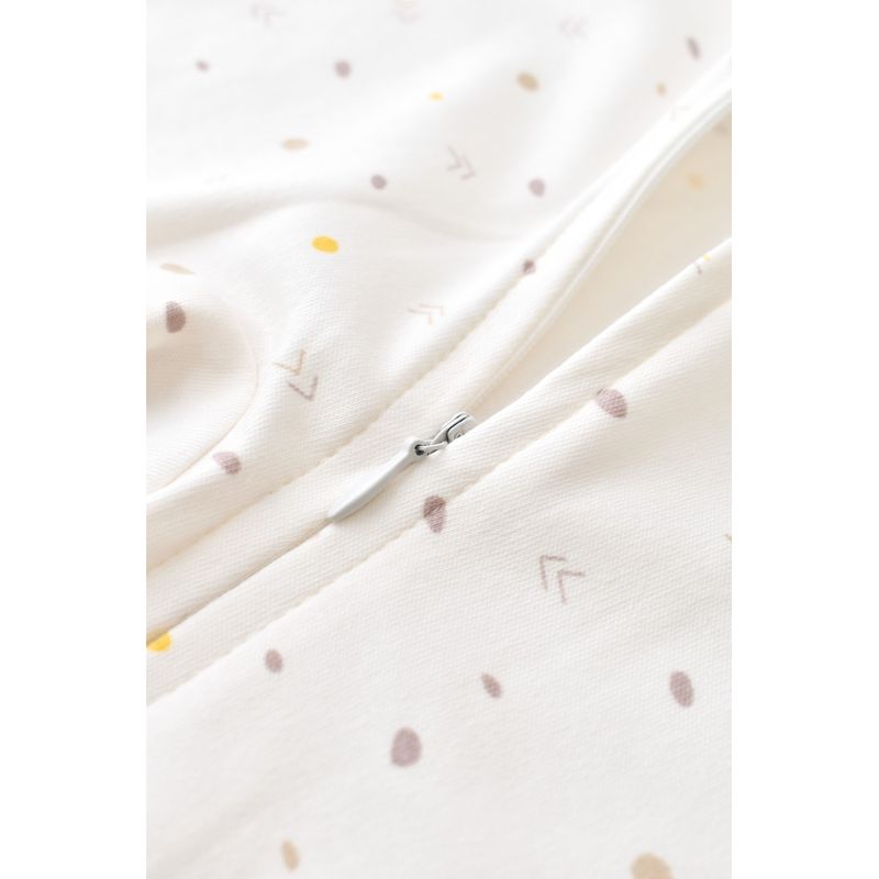 Fashion, accesorii si bijuterii - Copii - Imbracaminte copii - Salopete copii - Salopeta cu fermoar cu maneca lunga si pantaloni lungi - 100%bumbac organic - Ecru cu buline, BabyCosy (Marime: 12-18 Luni) - Infinity.ro