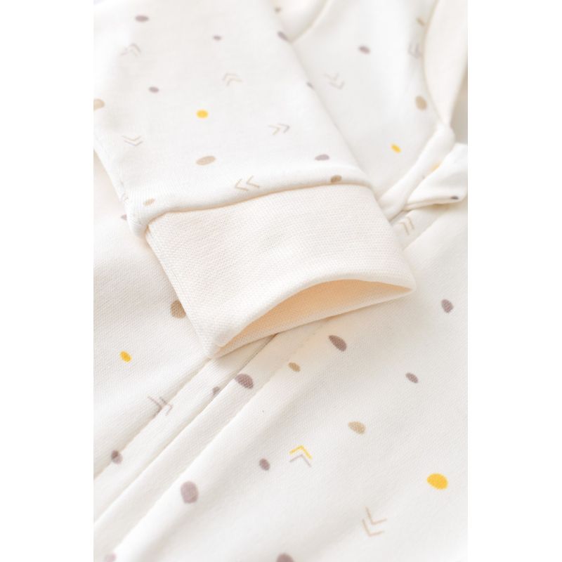 Fashion, accesorii si bijuterii - Copii - Imbracaminte copii - Salopete copii - Salopeta cu fermoar cu maneca lunga si pantaloni lungi - 100%bumbac organic - Ecru cu buline, BabyCosy (Marime: 12-18 Luni) - Infinity.ro