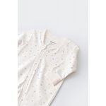 Fashion, accesorii si bijuterii - Copii - Imbracaminte copii - Salopete copii - Salopeta cu fermoar cu maneca lunga si pantaloni lungi - 100%bumbac organic - Ecru cu buline, BabyCosy (Marime: 12-18 Luni) - Infinity.ro