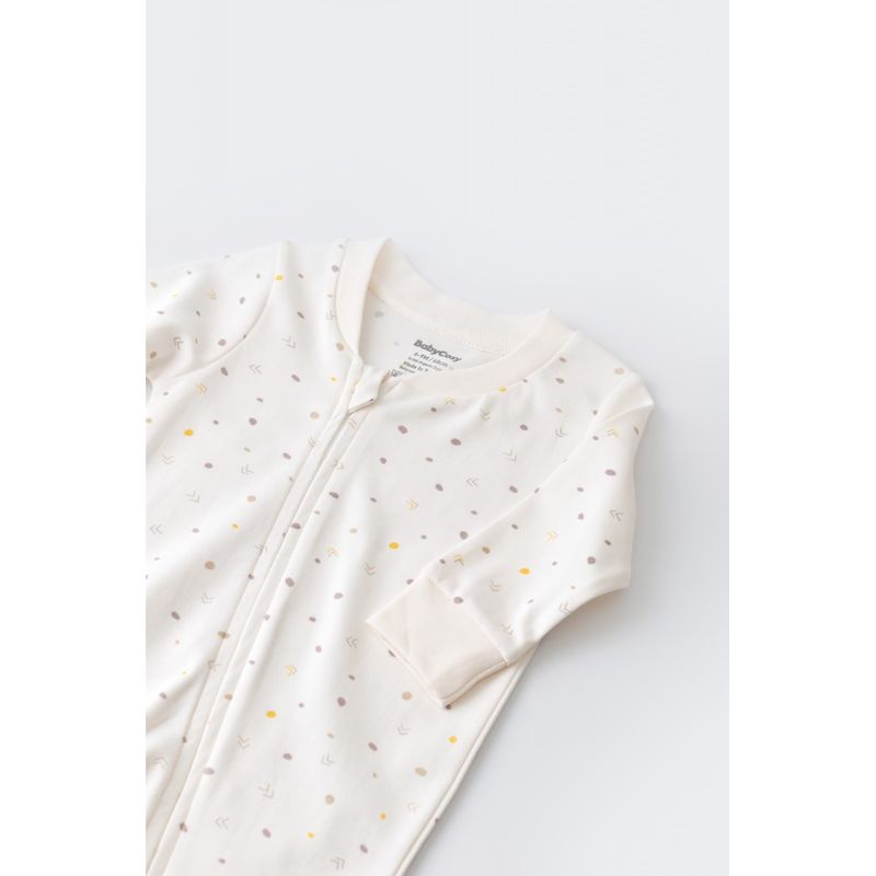 Fashion, accesorii si bijuterii - Copii - Imbracaminte copii - Salopete copii - Salopeta cu fermoar cu maneca lunga si pantaloni lungi - 100%bumbac organic - Ecru cu buline, BabyCosy (Marime: 12-18 Luni) - Infinity.ro
