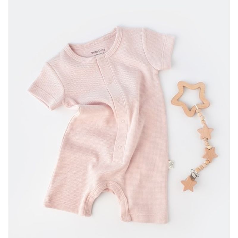 Fashion, accesorii si bijuterii - Copii - Imbracaminte copii - Salopete copii - Salopeta cu pantaloni scurti - 100% bumbac organic - Roz, BabyCosy (Marime: 9-12 luni) - Infinity.ro