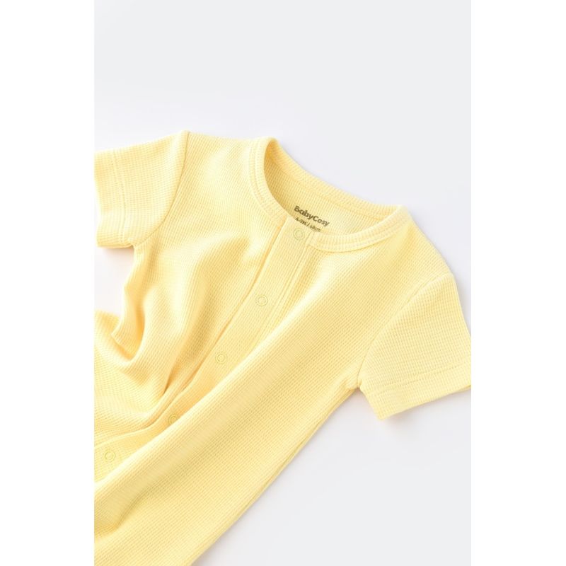 Fashion, accesorii si bijuterii - Copii - Imbracaminte copii - Salopete copii - Salopeta cu pantaloni scurti - 100% bumbac organic - Galben, BabyCosy (Marime: 9-12 luni) - Infinity.ro