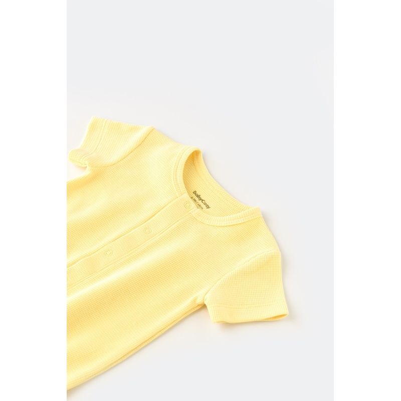 Fashion, accesorii si bijuterii - Copii - Imbracaminte copii - Salopete copii - Salopeta cu pantaloni scurti - 100% bumbac organic - Galben, BabyCosy (Marime: 9-12 luni) - Infinity.ro